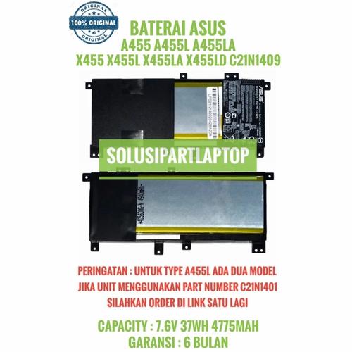 Foto Produk ORIGINAL BATERAI ASUS A455 A455L A455LA C21N1409 dari SolusiPartLaptop