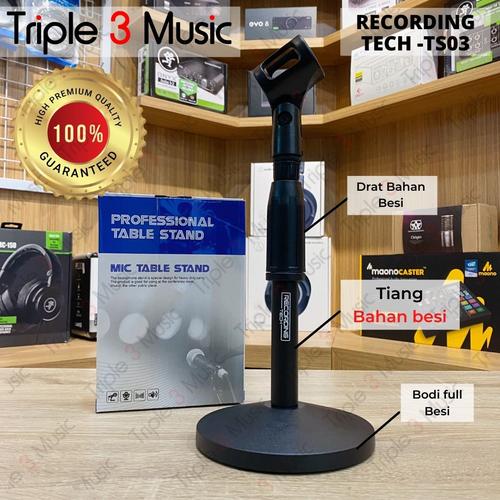 Foto Produk Recording Tech TS03 STAND MIC MEJA Podcast podium premium bahan besi dari triple3music