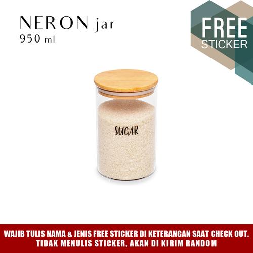 Foto Produk Grinn living Neron glass Bamboo jar 950 ml toples bambu dari Grinnliving