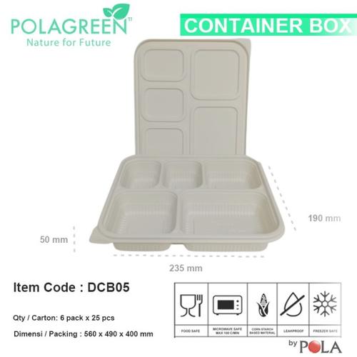 Gambar CONTAINER BOX SEKAT DCB05 + TUTUP ( BAHAN EKSTRAK JAGUNG ) dari PT Pola Paperindo Jakarta Barat Tokopedia