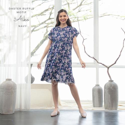 Gambar vSamantha - Daster Viral Ruffle Rayon Busui Motif Aiko - Navy dari vSamantha Kota Tasikmalaya Tokopedia