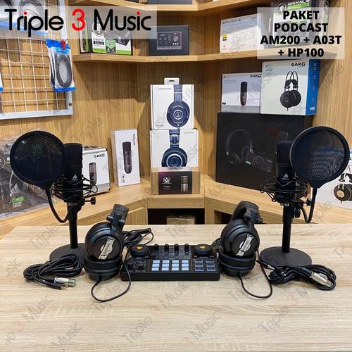 Foto Produk MAONO AM200 Paket Podcast 2 orang with Bundle A03T + headphone - RT HP100 dari triple3music