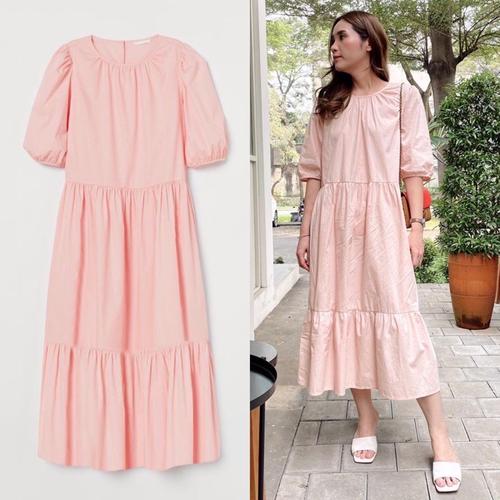 Foto Produk H&M Puffy Sleve Maxi Dress - Pink, L dari Bepopup