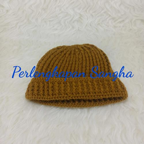 Jual TOPI RAJUT WARNA COKLAT 1 - Kota 