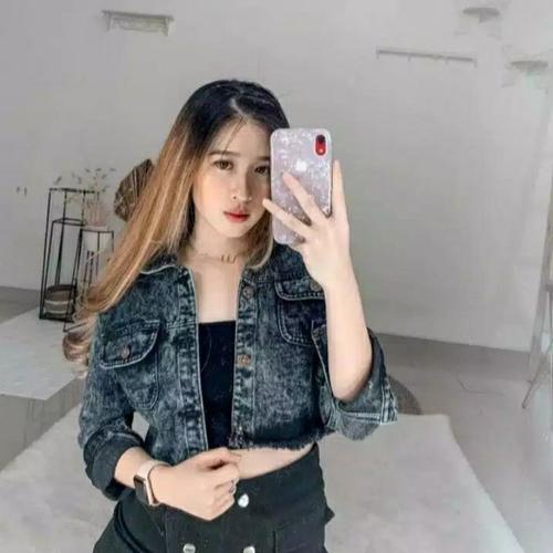 Jual JAKET JEANS WANITA CHANMI CROP 
