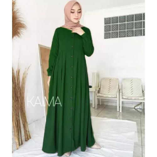 Gambar Gamis Kaima Rinjani Kancing Rempel Busui Friendly - Hijau Botol dari Tokogo-id Jakarta Barat Tokopedia