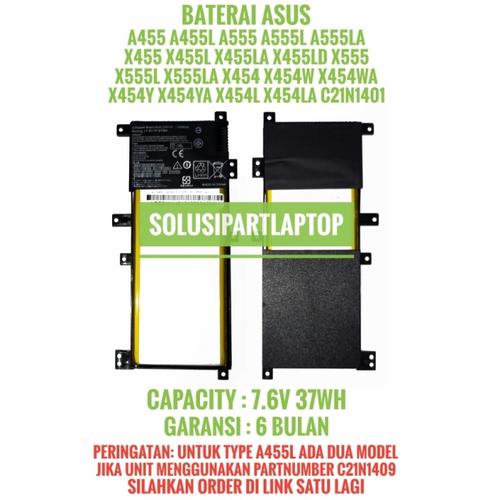 Foto Produk BATERAI ASUS X455L X455LA X455LD X555L X555LA A455L A455LD C21N1401 dari SolusiPartLaptop