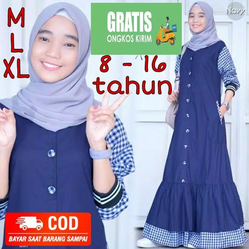 Gambar Gamis anak remaja tanggung baju gb nibras abg busana muslim wanita 12 - Abu-abu, M dari KAMILA OUTFIT 48 Kab. Bandung Tokopedia