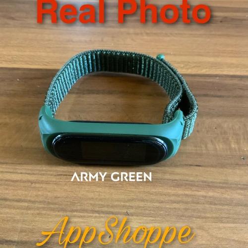 Foto Produk Xiaomi MiBand 6 5 4 3 STRAP Nylon Woven with Silicone Frame ADJUSTABLE - ARMY GREEN dari AppShoppe