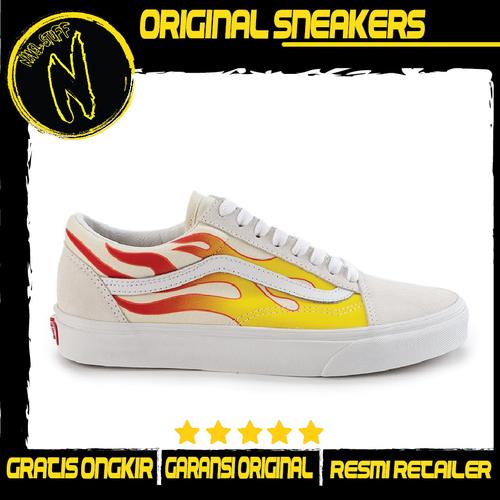 vans old skool flame white