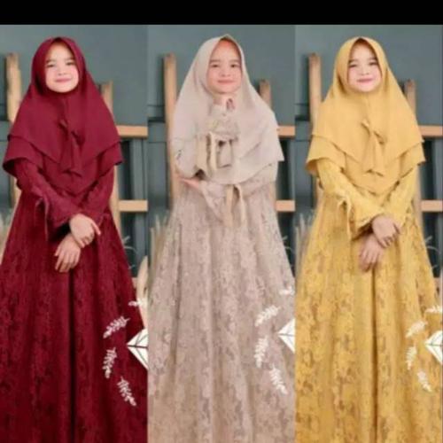 Foto Produk Dirra Brukat Kids Gamis Anak Terbaru Baju Muslim Anak Perempuan 7-10th - MUSTARD dari Hadrian Collection