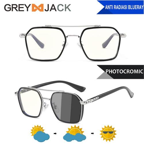Gambar Grey Jack Kacamata Antiradiasi blueray photocromic Metal PHTC-10102 - BLACK SILVER dari Grey Jack Jakarta Pusat Tokopedia