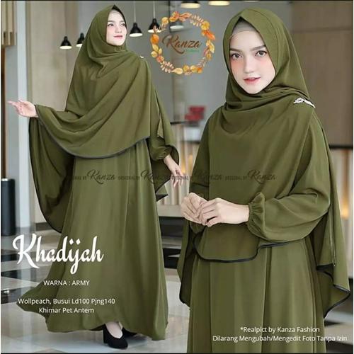 Gambar Baju gamis wanita syari setelan hijab gamis khadijah terbaru modern - army, all size dari Kaosbandung12 Kota Bandung Tokopedia