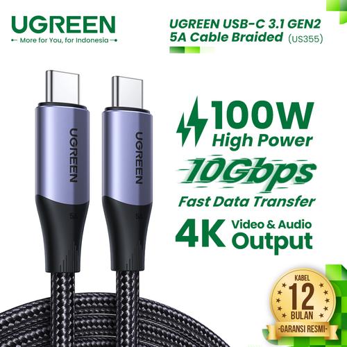 Foto Produk UGREEN USB-C 3.1 Gen 2 5A Cable Braided - US355 dari UGREEN Authorized Store