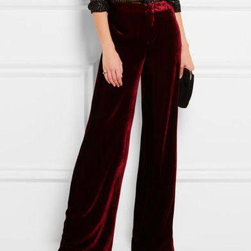 Velvet pants maroon celana kulot merah 