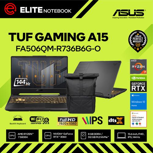 Foto Produk ASUS TUF GAMING A15 FA506QM - R7-5800H 8GB 512GB RTX3060 144Hz W10 OHS dari Elite Notebook