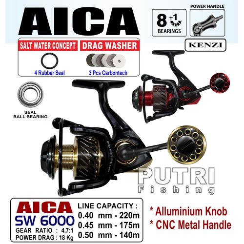 Gambar REEL KENZI AICA SW 6000 - GoldHitam dari Putri Fishing- Kota Surabaya Tokopedia