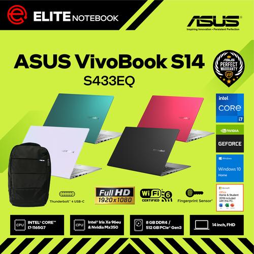 Foto Produk ASUS VIVOBOOK S14 S433EQ i7-1165G7 8GB 512GB MX350 2GB 14" FHD IPS W10 dari Elite Notebook