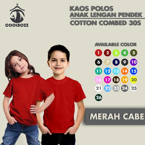 Gambar KAOS POLOS ANAK LENGAN PENDEK RESELLER COTTON COMBED 30S PART 1 - XS, MERAH dari COOLBOZZ Kota Bandung Tokopedia