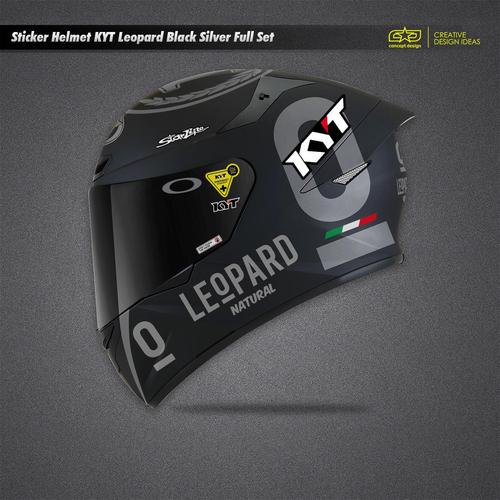 Jual Sticker Helm KYT Full Set Leopard Black Silver Kab. Bogor