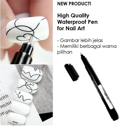 Gambar Pulpen Waterproof untuk Nail Art - Black dari Pluvio Shop Jakarta Timur Tokopedia