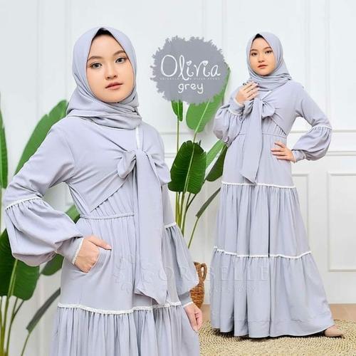 Gambar Gamis anak anak remaja perempuan fashion muslim terbaru 2021 modern - GREY dari KAMILA OUTFIT 48 Kab. Bandung Tokopedia