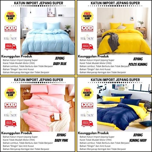 Jual Ellenov Sprei Bahan Katun Jepang Super Aneka Motif Polos Terbaru