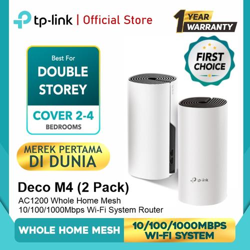 Gambar TP-Link Deco M4(2pcs/pack) AC1200 Whole Home Mesh Wi-Fi System router dari TP-Link Official Kab. Tangerang Tokopedia