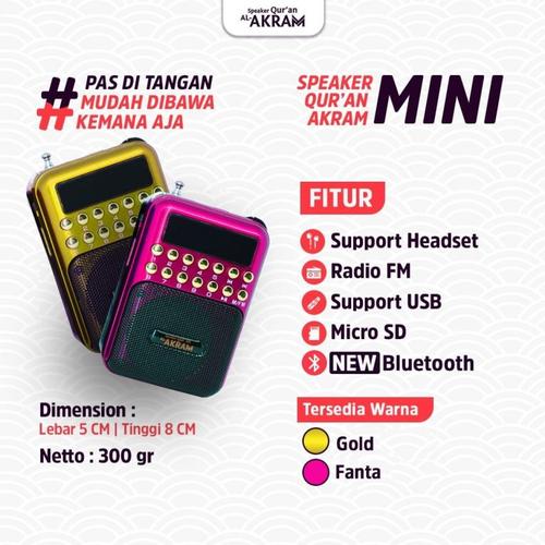 Gambar SPEAKER ALQURAN AL AKRAM MINI MUROTTAL BLUETOOTH ORIGINAL BERGARANSI - Akram Mini dari Gs Adventure Jakarta Barat Tokopedia
