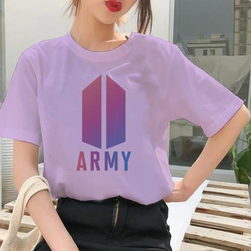 Foto Produk Baju Kaos Atasan Tshirt Wanita BTS ARMY BT21 Wanita Oversize Kekinian - LILAC, S dari Onestopfashionid