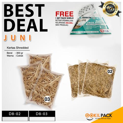 Foto Produk Shredded Paper - Kertas Potong - Kertas Cacah Serut Coklat - D8 02 - D8-03 Besar dari GokilPack