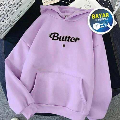 Jual SWEATER HOODIE BTS BUTTER BAHAN 
