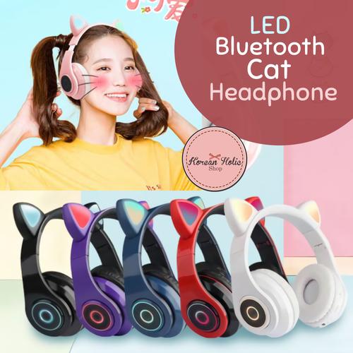 Foto Produk Headphone / headset Kucing Cat Bluetooth Lampu LED Cute dan lucu - White dari Koreanholicshop