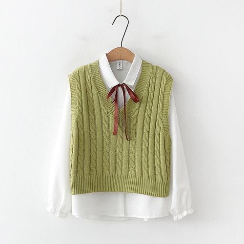 Foto Produk Vest cable rajut - Rompi Wanita Vest Cabel Outer Rajut Korean Style - Mint, L dari ALLASKY