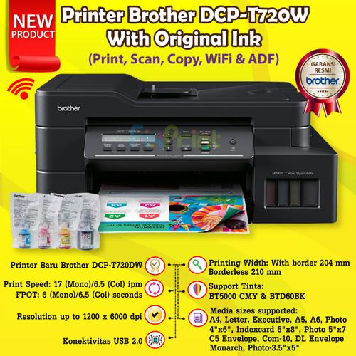Promo Printer Brother DCP-T720DW WiFi Print Scan Copy Tinta BT D60Bk BT5000  - Compatible Ink - Jakarta Pusat - FixPrint Indonesia | Tokopedia