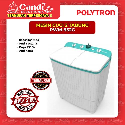Foto Produk MESIN CUCI 2 TABUNG POLYTRON PWM-952G dari Candi Elektronik Solo