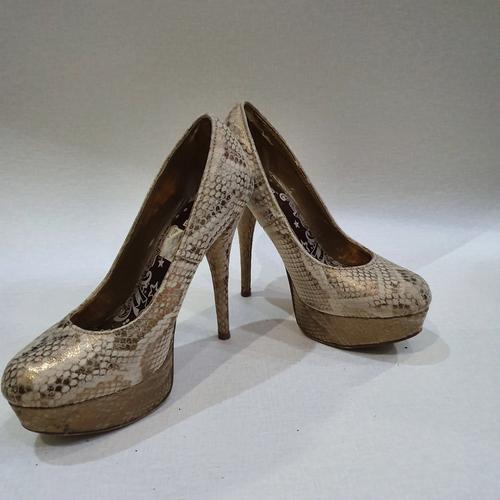 snakeskin platform heels