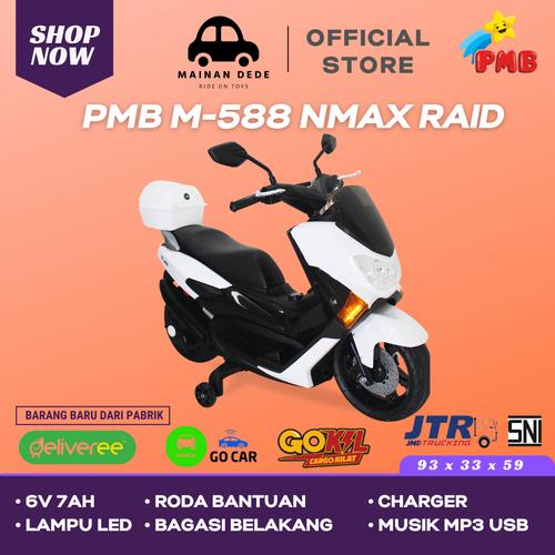 Foto Produk KHUSUS GOJEK Mainan Motor Aki NMAX RAID PMB 588 M-588 M588 - Putih dari Mainan Anak Dede