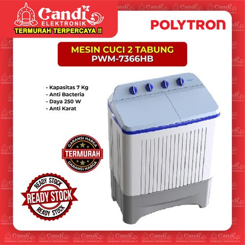 Foto Produk MESIN CUCI 2 TABUNG POLYTRON PWM-7366HB dari Candi Elektronik Solo