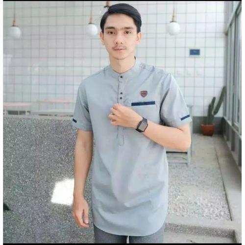 Foto Produk Baju Koko Pria Agam Casual Lengan pendek Murah Terbaru Abu Maron - Abu-abu, M dari Jingga & Co