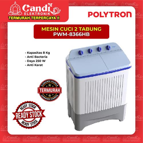 Foto Produk MESIN CUCI 2 TABUNG POLYTRON PWM-8366HB dari Candi Elektronik Solo