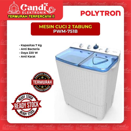Foto Produk MESIN CUCI 2 TABUNG POLYTRON PWM-751B dari Candi Elektronik Solo