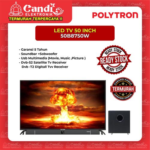 Foto Produk LED TV PLUS SOUNDBAR POLYTRON 50 INCH 50B8750W dari Candi Elektronik Solo