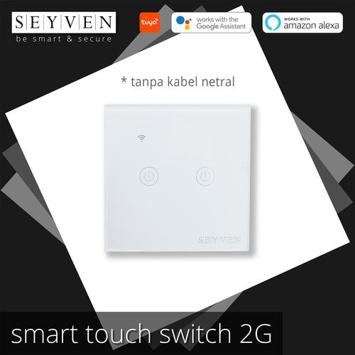 Foto Produk SEYVEN SMART TOUCH SWITCH WALL WIFI 2 GANG / SAKLAR LAMPU PINTAR TUYA dari SEYVEN