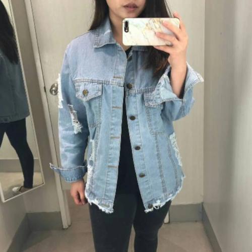 Jual BERSHKA OVERSIZED RIPPED JEANS 