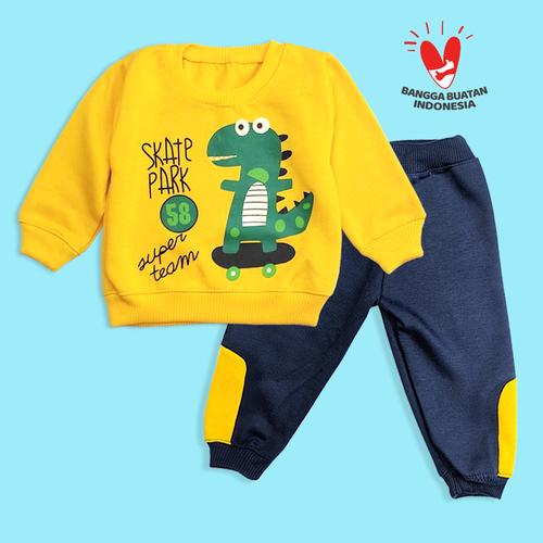 Foto Produk DINO baju bayi laki-laki 6 12 Bulan setelan Baju Anak Berkualitas - Kuning dari Zainma Store