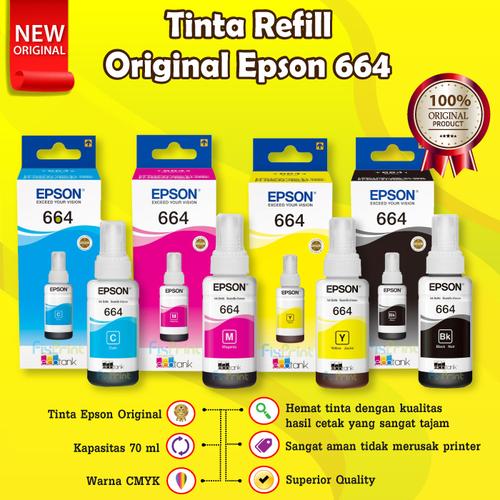 Gambar Tinta Epson 664 T664 T6641 Original Black Hitam Color Warna Ori L360 - Biru dari FixPrint Indonesia Tokopedia
