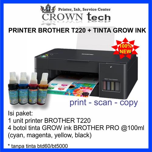 Jual Printer Brother DCP-T220 all in one + tinta GROW ink antibuntu. T220 -  Kota Surabaya - CROWN TECH | Tokopedia