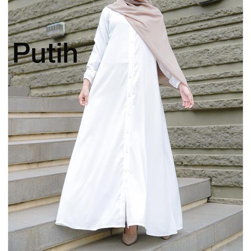 Gambar Gamis Nidia Full Kancing Busui Friendly - Putih dari Tokogo-id Jakarta Barat Tokopedia