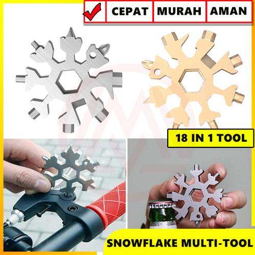 Foto Produk SNOWFLAKE MULTI TOOL 18 IN 1 GANTUNGAN KUNCI SALJU 18 IN 1 SURVIVAL - Gold dari Modifikasi Market